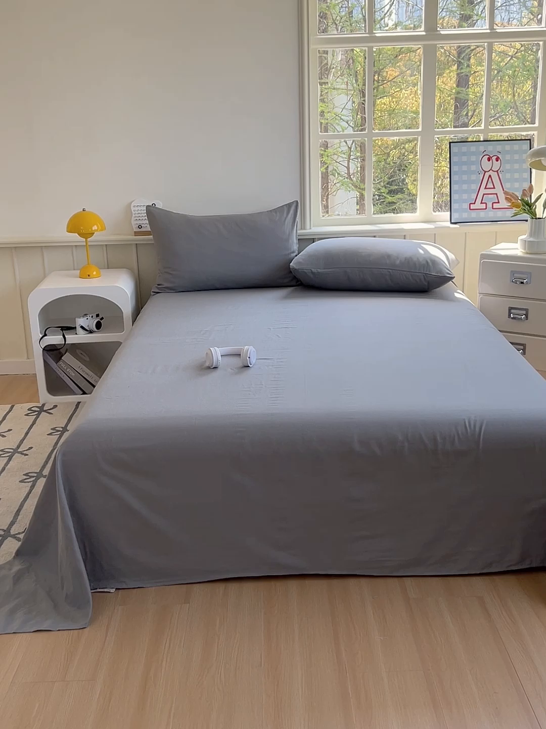 91家纺网 家纺一手货源 找家纺 柠萌家居 2025年新款A类母婴级纯棉双层纱床单全棉床单 双层纱高级灰