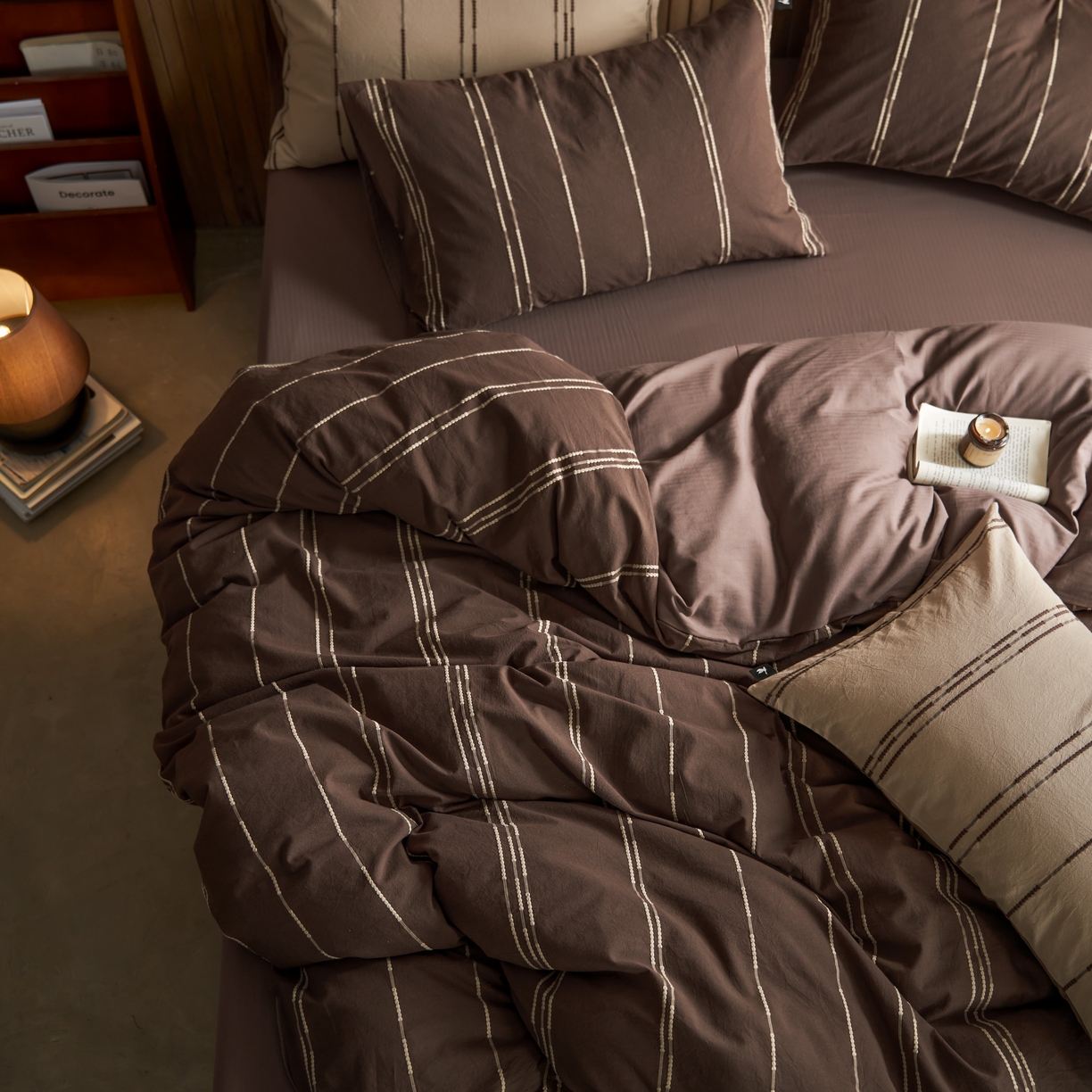 91家纺网 家纺一手货源 找家纺 （总）安莱生活 2025新款水洗色织提花四件套--巷往印记