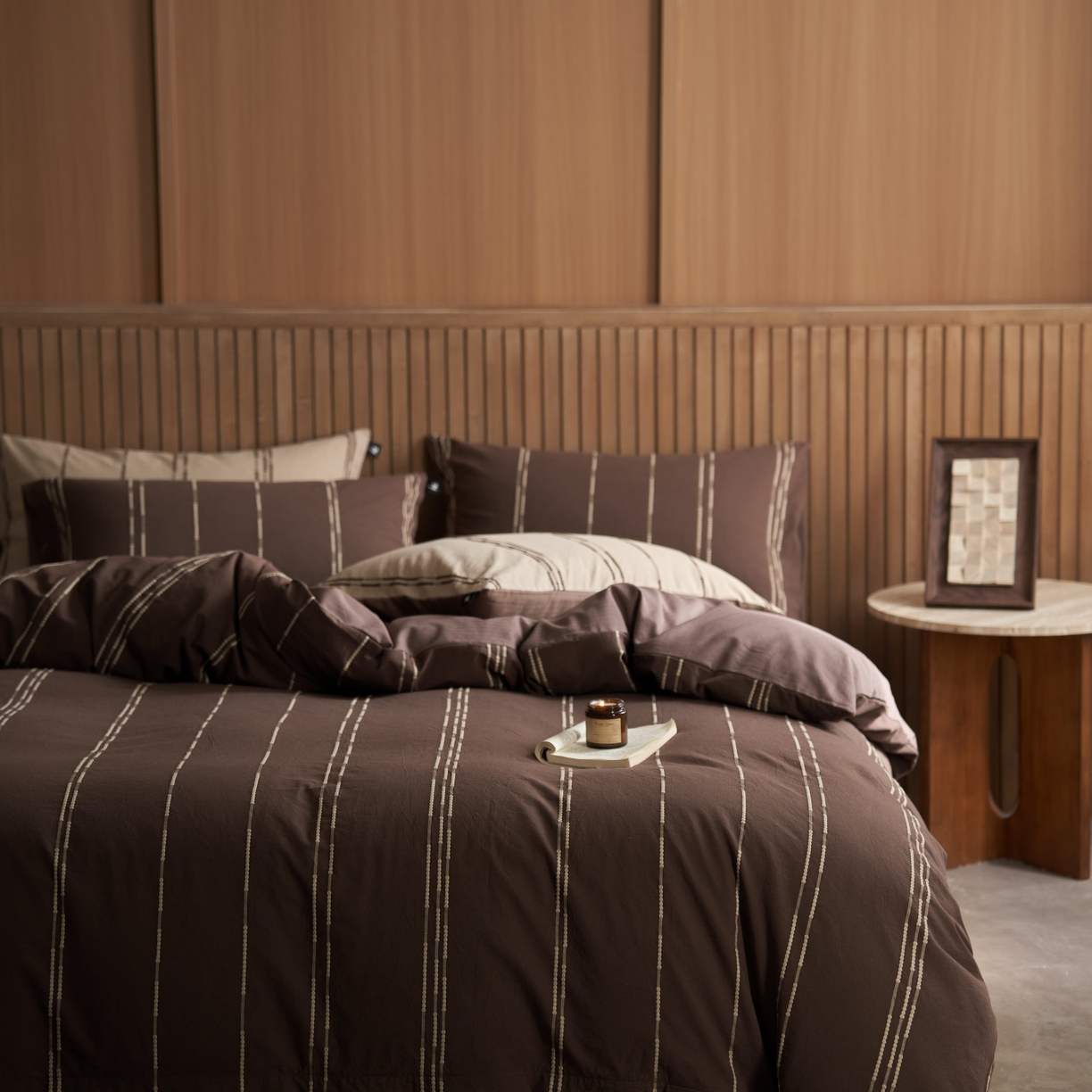 安莱生活 2025新款水洗色织提花四件套--巷往印记 巷往印记-摩卡