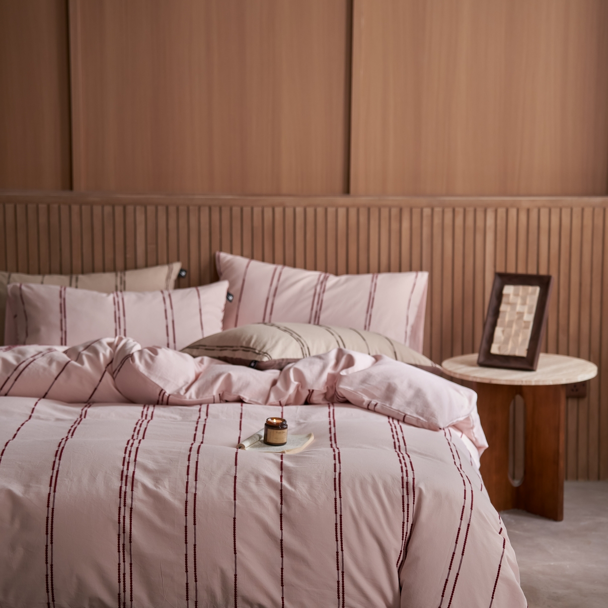 安莱生活 2025新款水洗色织提花四件套--巷往印记 巷往印记-嫩粉