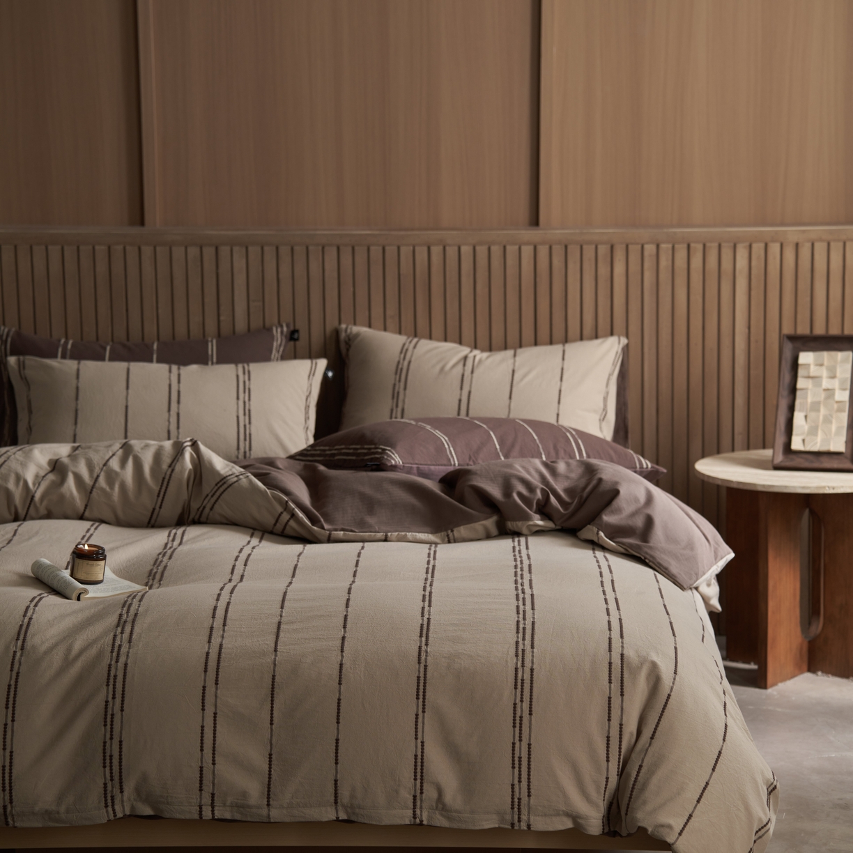 安莱生活 2025新款水洗色织提花四件套--巷往印记 巷往印记-榛果