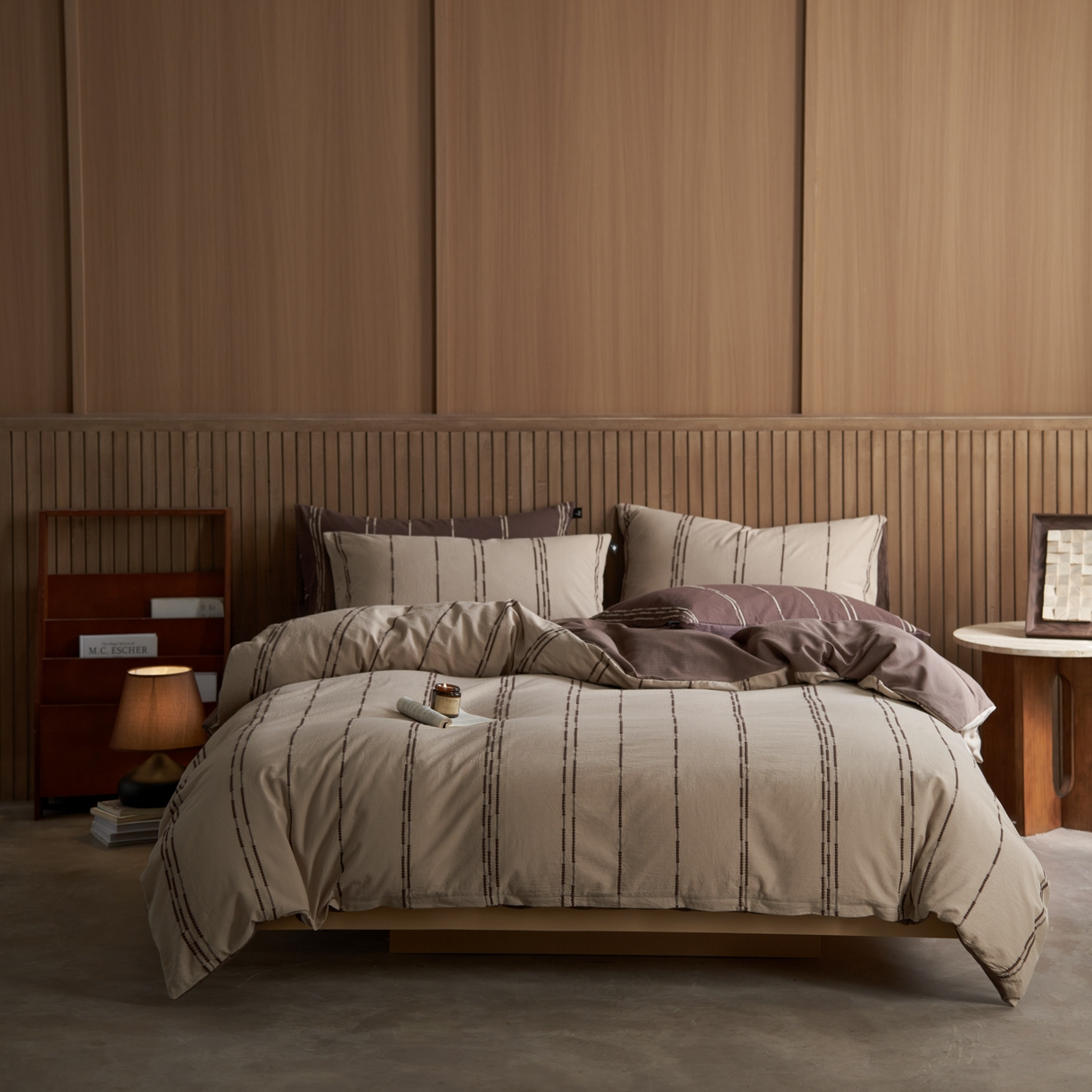 91家纺网 家纺一手货源 找家纺 安莱生活 2025新款水洗色织提花四件套--巷往印记 巷往印记-榛果