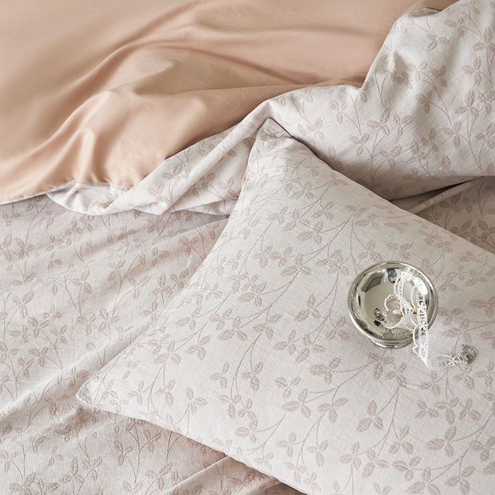 91家纺网 家纺一手货源 找家纺 优品阁 2025新款全棉纯棉A类人字斜三层纱提花四件套-叶叶情深系列 叶叶情深-卡其