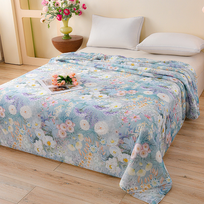 91家纺网 家纺一手货源 找家纺 预言家纺 2025新款A类凉感丝印花夏被夏凉被空调被 油画花园