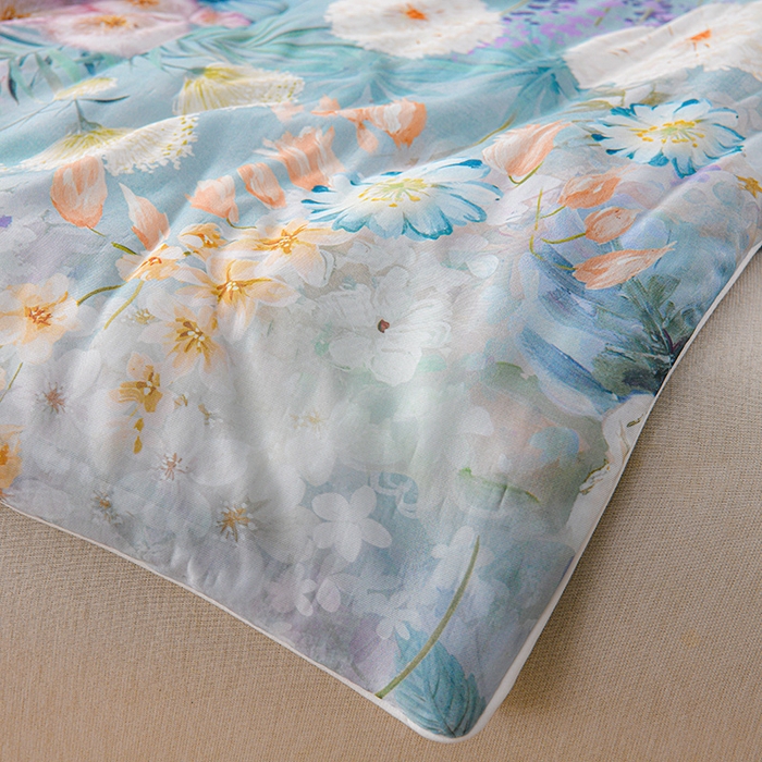 91家纺网 家纺一手货源 找家纺 预言家纺 2025新款A类凉感丝印花夏被夏凉被空调被 油画花园