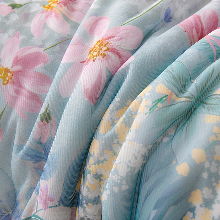 91家纺网 家纺一手货源 找家纺 预言家纺 2025新款A类凉感丝印花夏被夏凉被空调被 油画花园