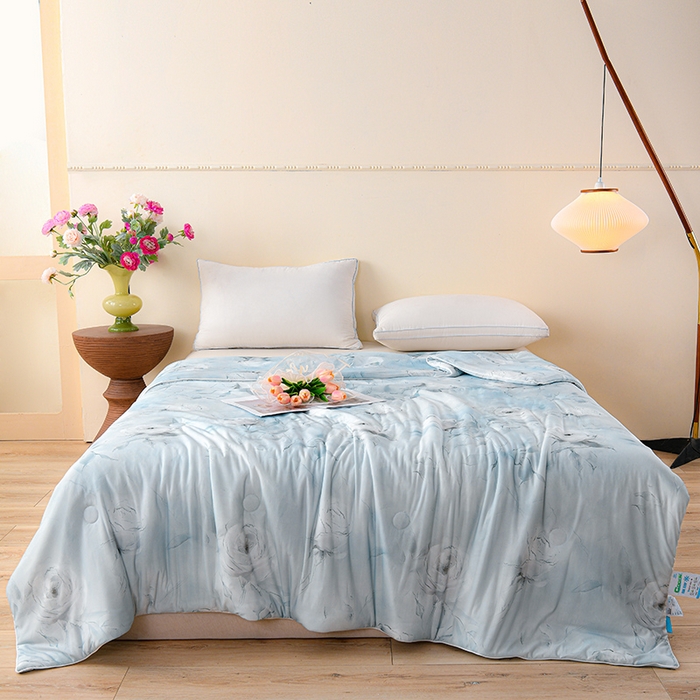 91家纺网 家纺一手货源 找家纺 预言家纺 2025新款A类凉感丝印花夏被夏凉被空调被 木棉花