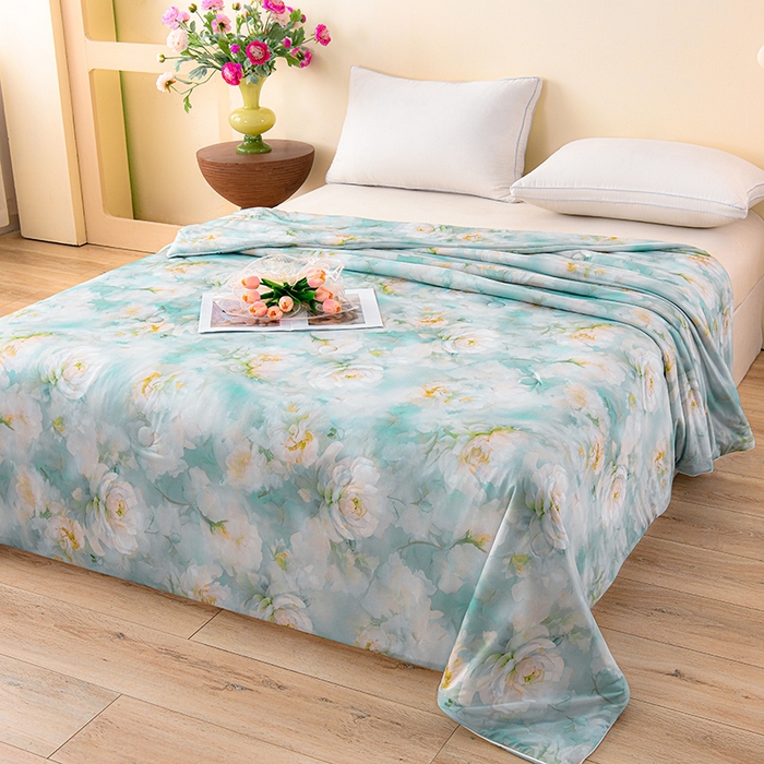 91家纺网 家纺一手货源 找家纺 预言家纺 2025新款A类凉感丝印花夏被夏凉被空调被 夏日清新