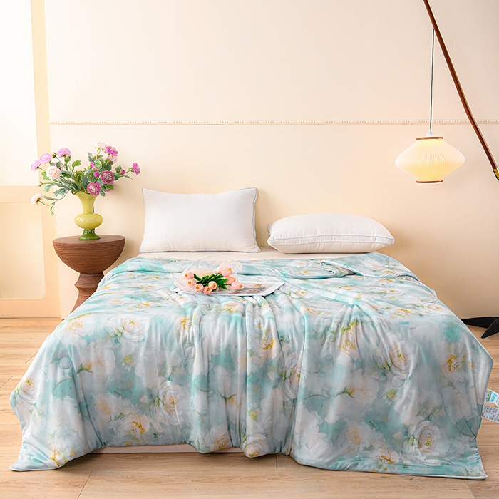 91家纺网 家纺一手货源 找家纺 预言家纺 2025新款A类凉感丝印花夏被夏凉被空调被 夏日清新