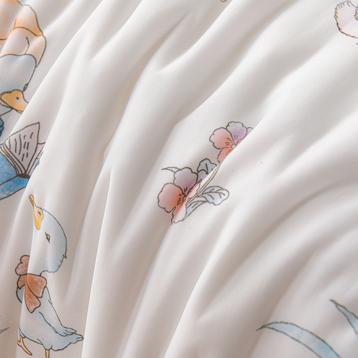 91家纺网 家纺一手货源 找家纺 预言家纺 2025新款A类凉感丝印花夏被夏凉被空调被 刻苦鸭