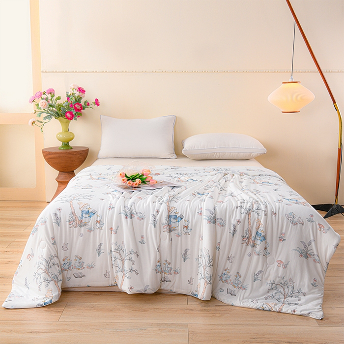 91家纺网 家纺一手货源 找家纺 预言家纺 2025新款A类凉感丝印花夏被夏凉被空调被 刻苦鸭