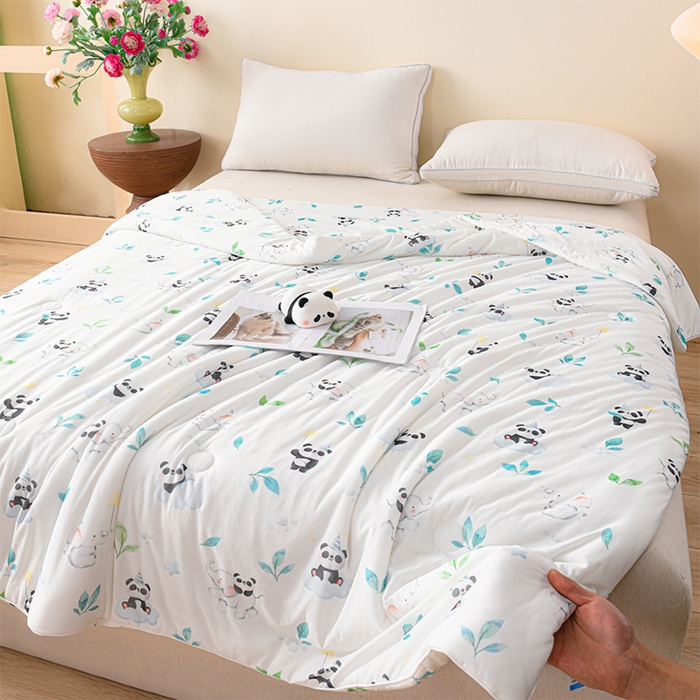 预言家纺 2025新款A类凉感丝印花夏被夏凉被空调被 熊猫