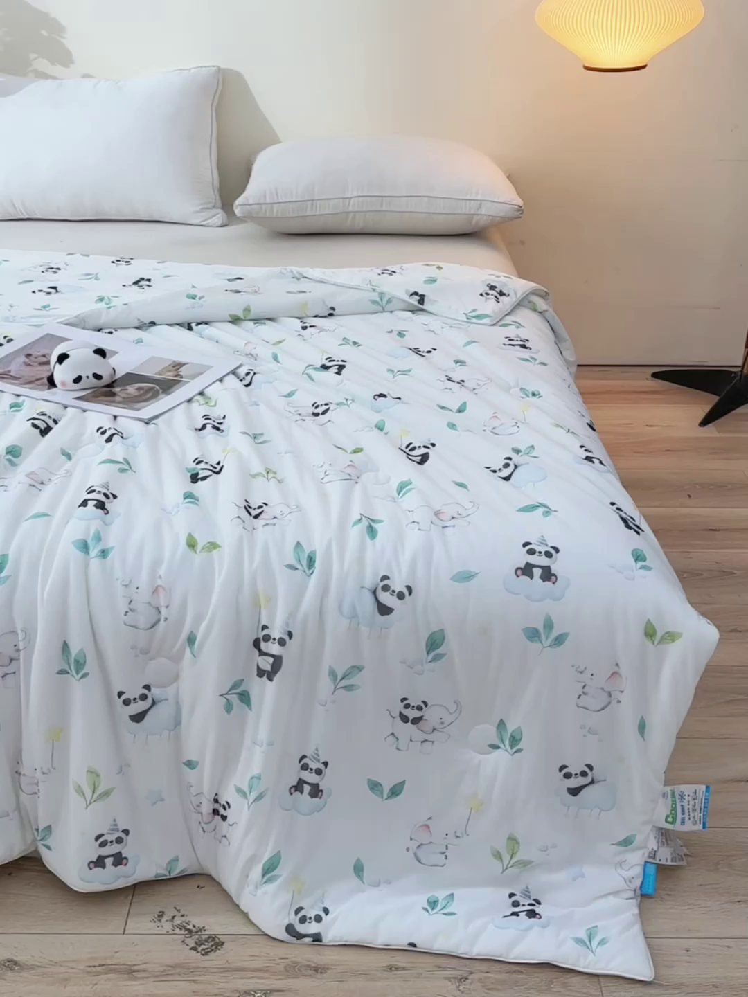 91家纺网 家纺一手货源 找家纺 预言家纺 2025新款A类凉感丝印花夏被夏凉被空调被 熊猫