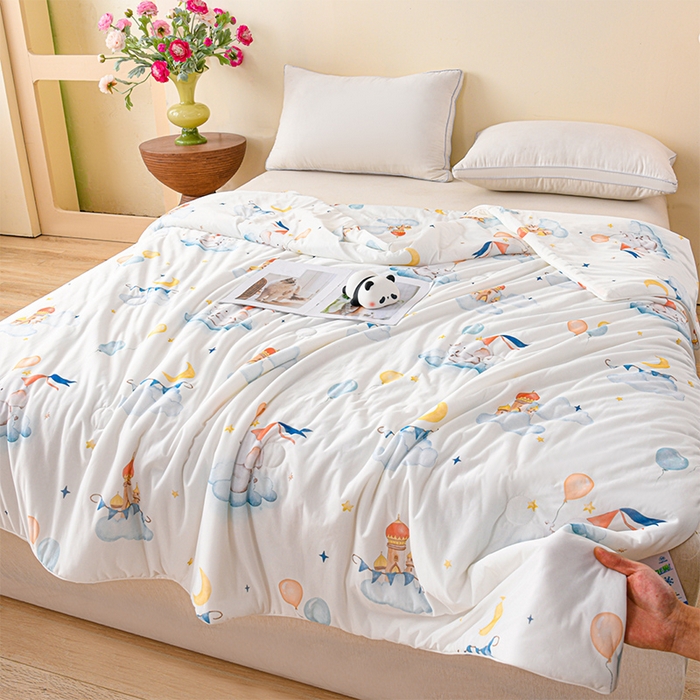 预言家纺 2025新款A类凉感丝印花夏被夏凉被空调被 小飞象