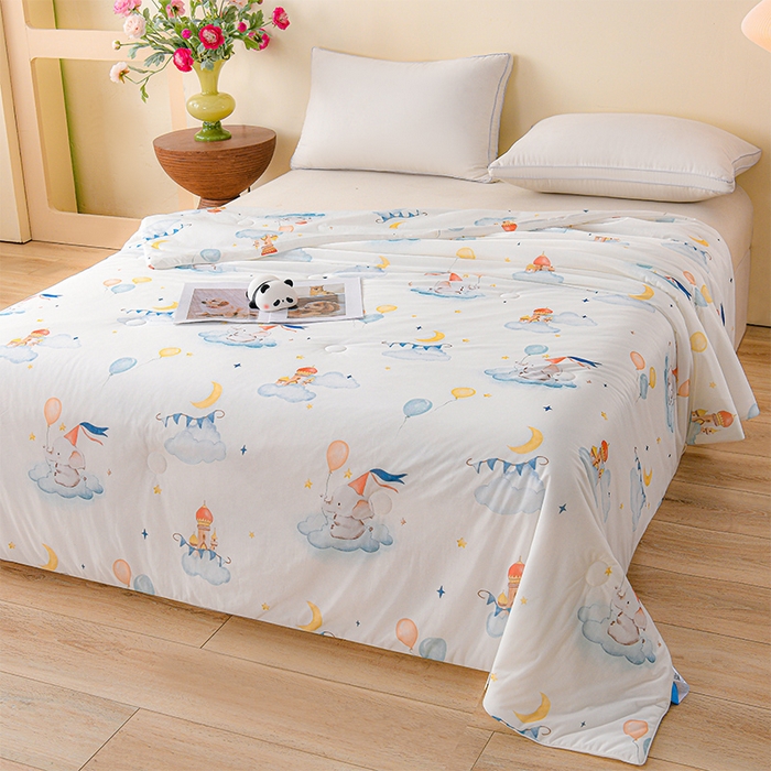 91家纺网 家纺一手货源 找家纺 预言家纺 2025新款A类凉感丝印花夏被夏凉被空调被 小飞象