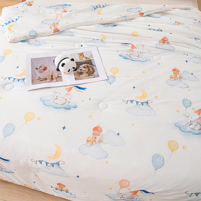 91家纺网 家纺一手货源 找家纺 预言家纺 2025新款A类凉感丝印花夏被夏凉被空调被 小飞象