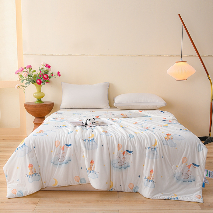 91家纺网 家纺一手货源 找家纺 预言家纺 2025新款A类凉感丝印花夏被夏凉被空调被 小飞象