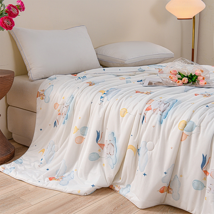 91家纺网 家纺一手货源 找家纺 预言家纺 2025新款A类凉感丝印花夏被夏凉被空调被 小飞象