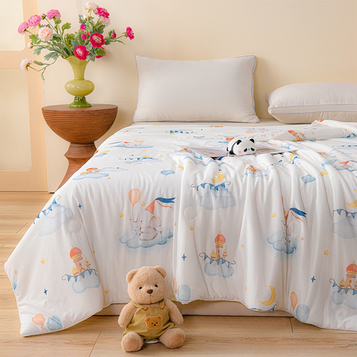 91家纺网 家纺一手货源 找家纺 预言家纺 2025新款A类凉感丝印花夏被夏凉被空调被 小飞象