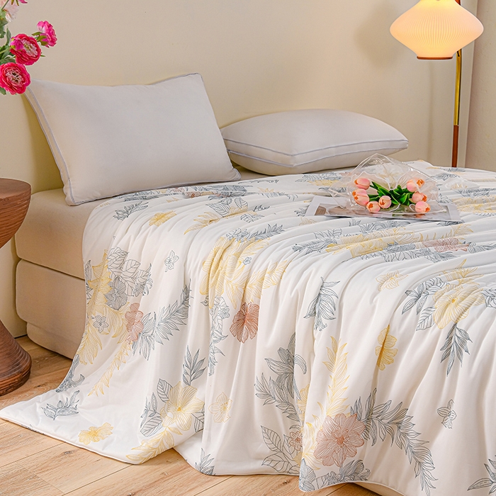 91家纺网 家纺一手货源 找家纺 预言家纺 2025新款A类凉感丝印花夏被夏凉被空调被 夏日缤纷