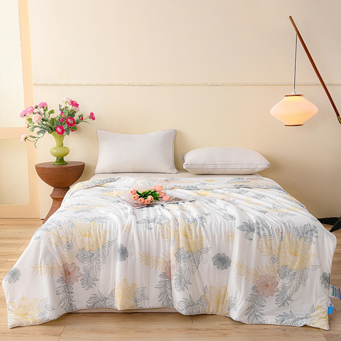 91家纺网 家纺一手货源 找家纺 预言家纺 2025新款A类凉感丝印花夏被夏凉被空调被 夏日缤纷