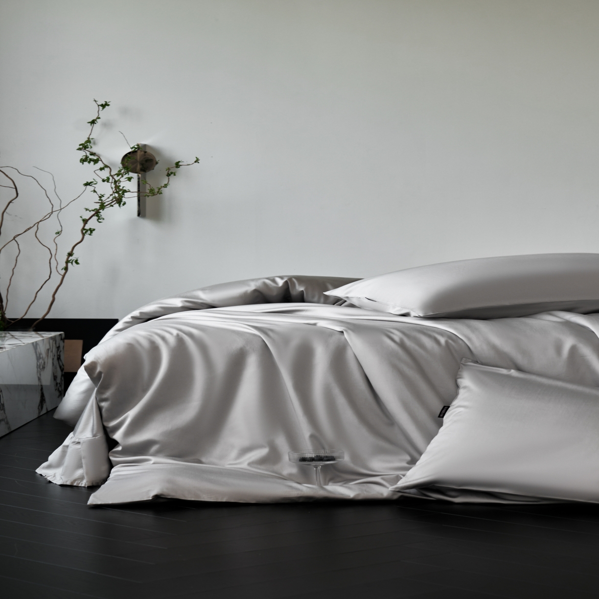 91家纺网 家纺一手货源 找家纺 秀色家纺 2025新款夏季轻奢A类100天丝长绒棉纯色床上四件套夏季冰丝被套床单高级感 Air天丝绵-幻影灰