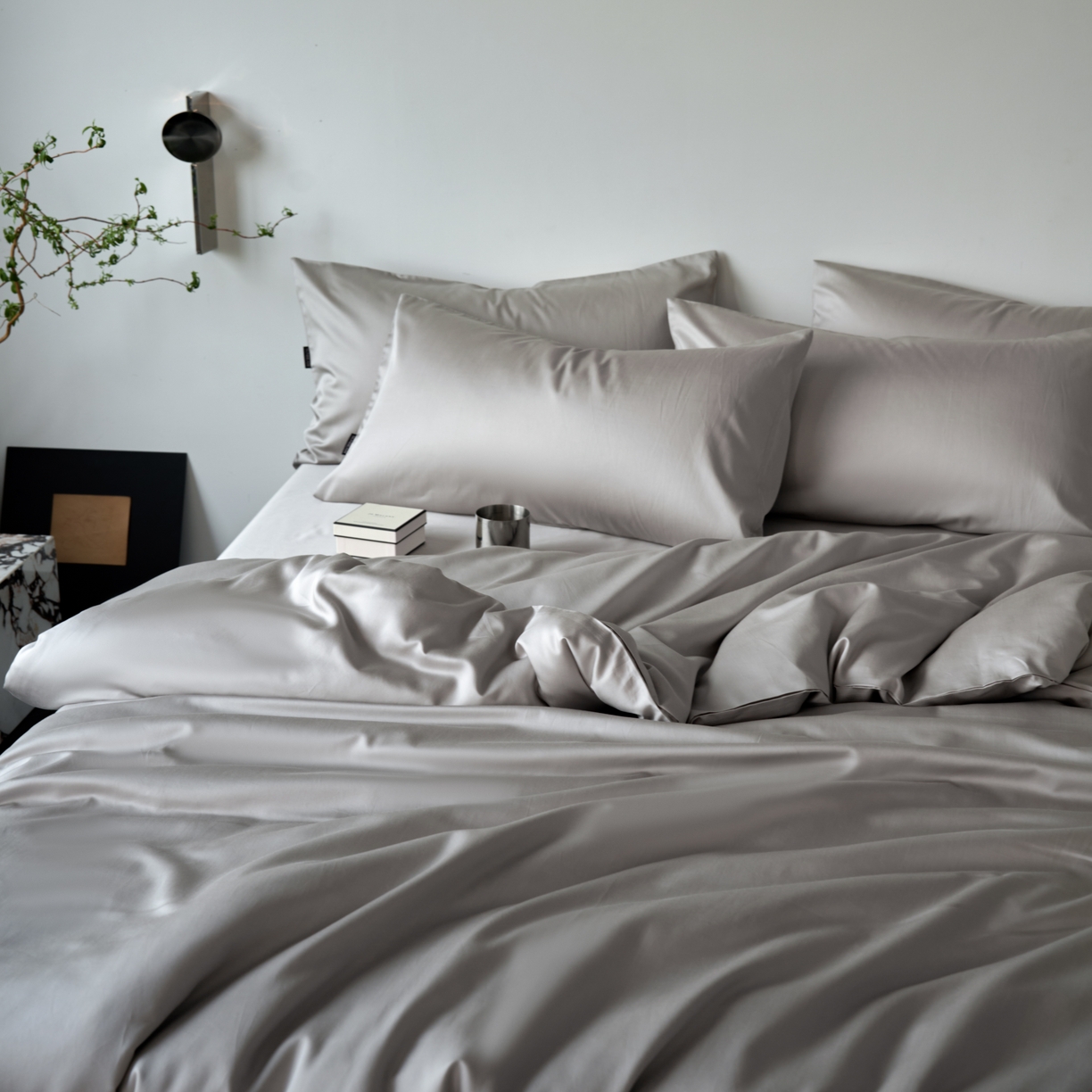 91家纺网 家纺一手货源 找家纺 秀色家纺 2025新款夏季轻奢A类100天丝长绒棉纯色床上四件套夏季冰丝被套床单高级感 Air天丝绵-幻影灰