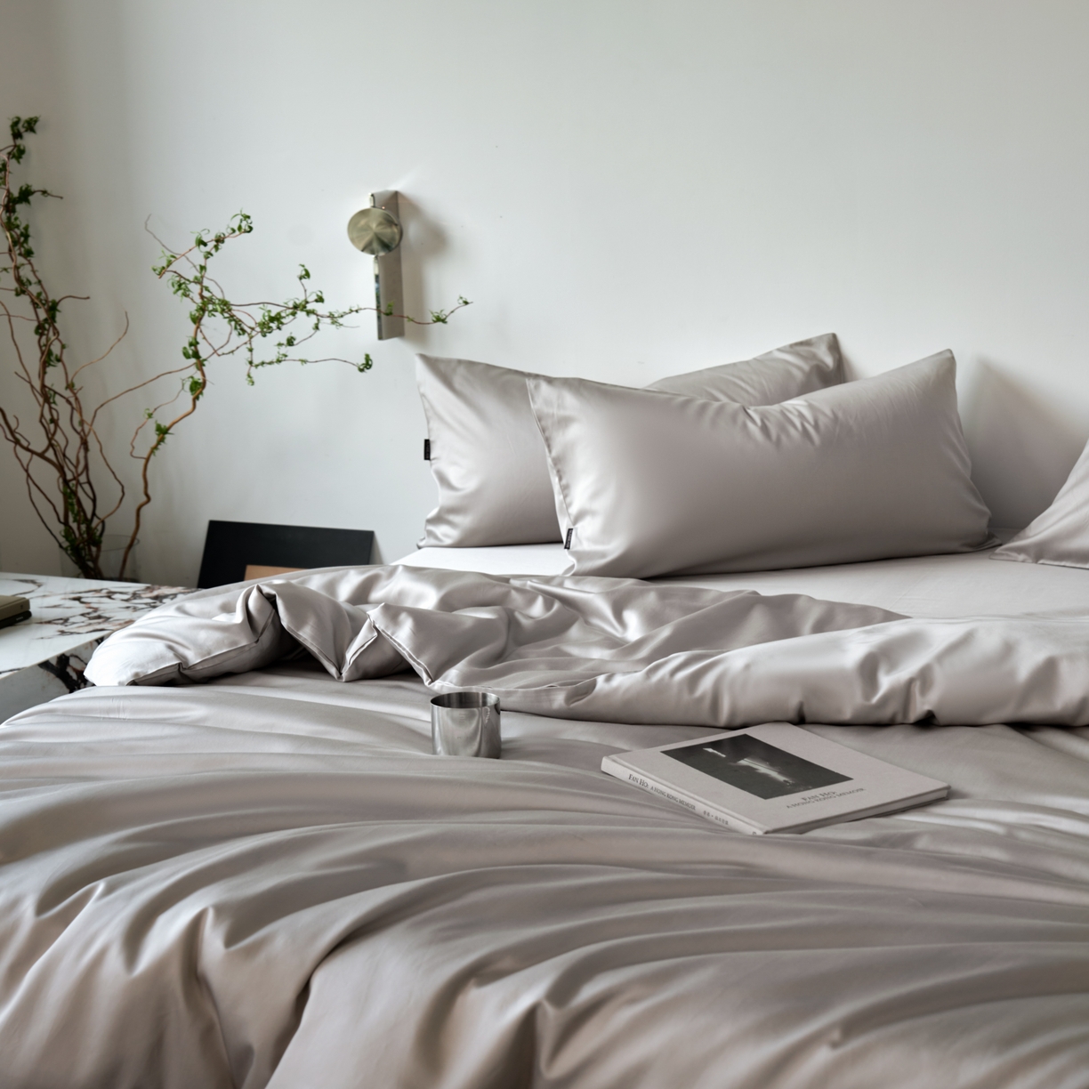 91家纺网 家纺一手货源 找家纺 秀色家纺 2025新款夏季轻奢A类100天丝长绒棉纯色床上四件套夏季冰丝被套床单高级感 Air天丝绵-幻影灰