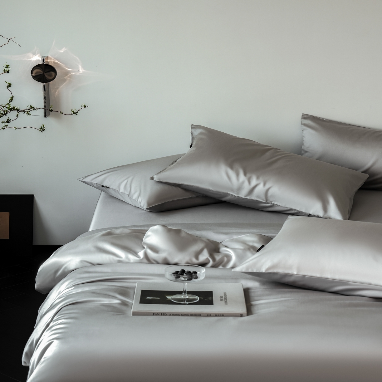 91家纺网 家纺一手货源 找家纺 秀色家纺 2025新款夏季轻奢A类100天丝长绒棉纯色床上四件套夏季冰丝被套床单高级感 Air天丝绵-幻影灰+薄雾灰
