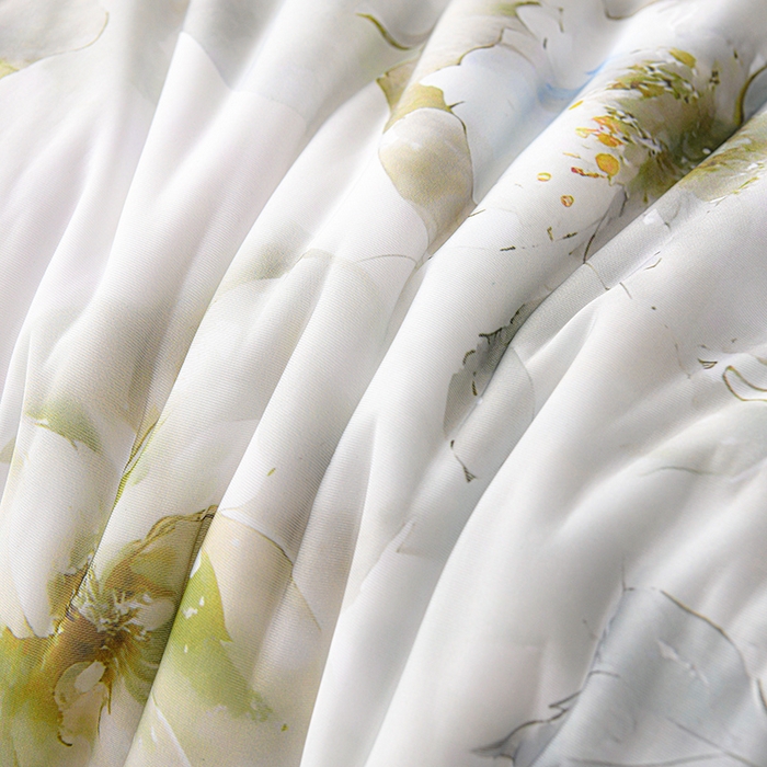 91家纺网 家纺一手货源 找家纺 预言家纺 2025新款A类凉感丝印花夏被夏凉被空调被 一叶风情