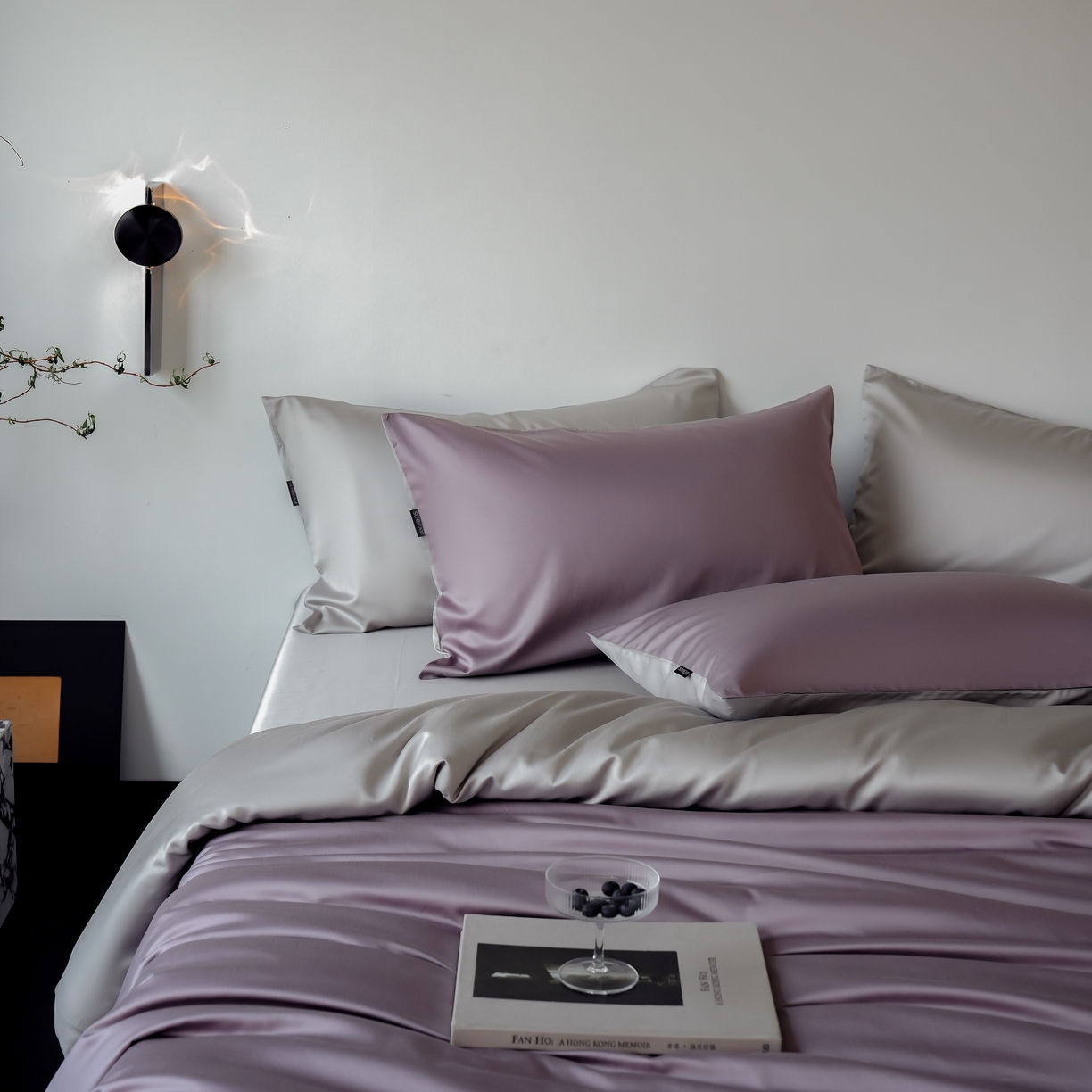 91家纺网 家纺一手货源 找家纺 秀色家纺 2025新款夏季轻奢A类100天丝长绒棉纯色床上四件套夏季冰丝被套床单高级感 Air天丝绵-迷雾紫+幻影灰