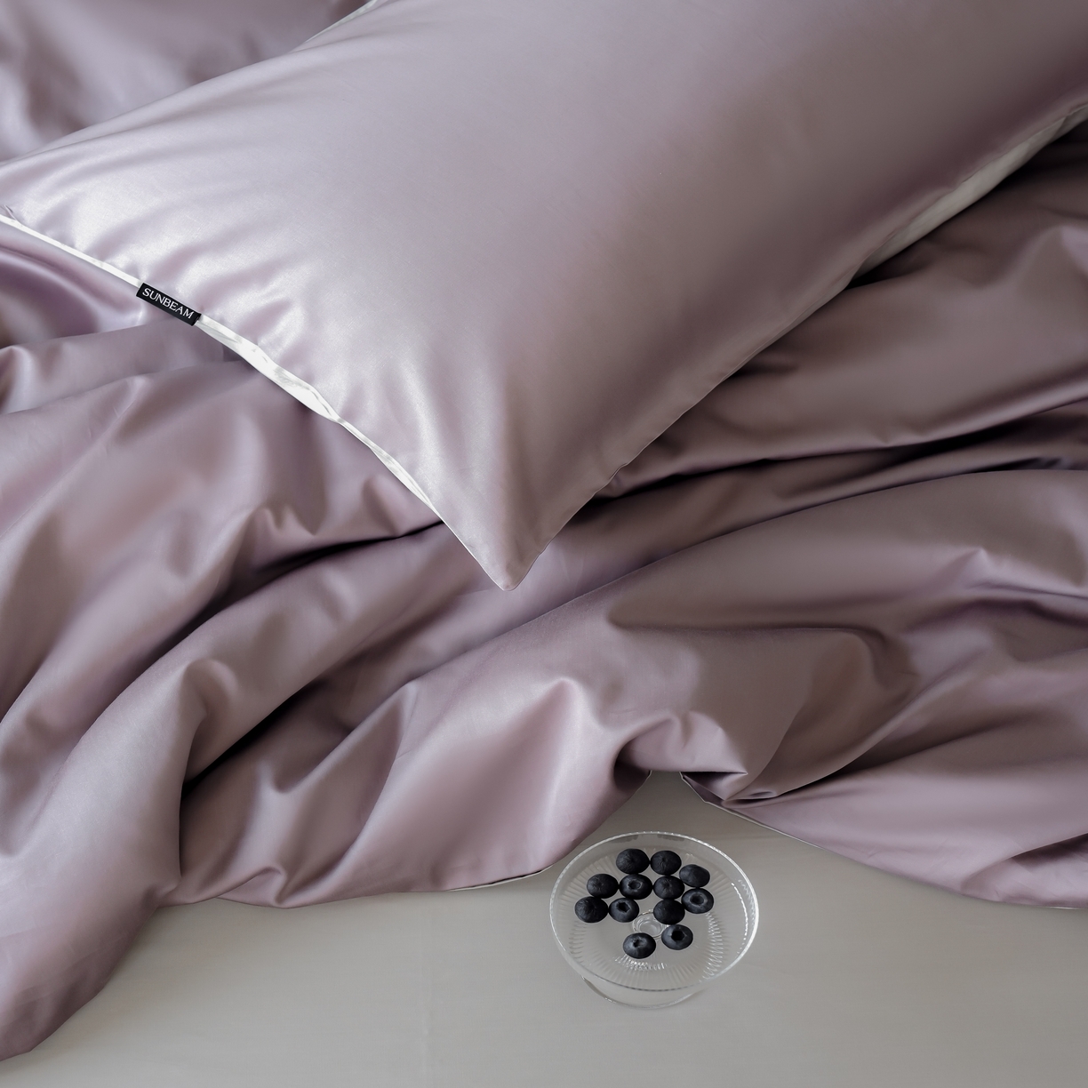 91家纺网 家纺一手货源 找家纺 秀色家纺 2025新款夏季轻奢A类100天丝长绒棉纯色床上四件套夏季冰丝被套床单高级感 Air天丝绵-迷雾紫+幻影灰