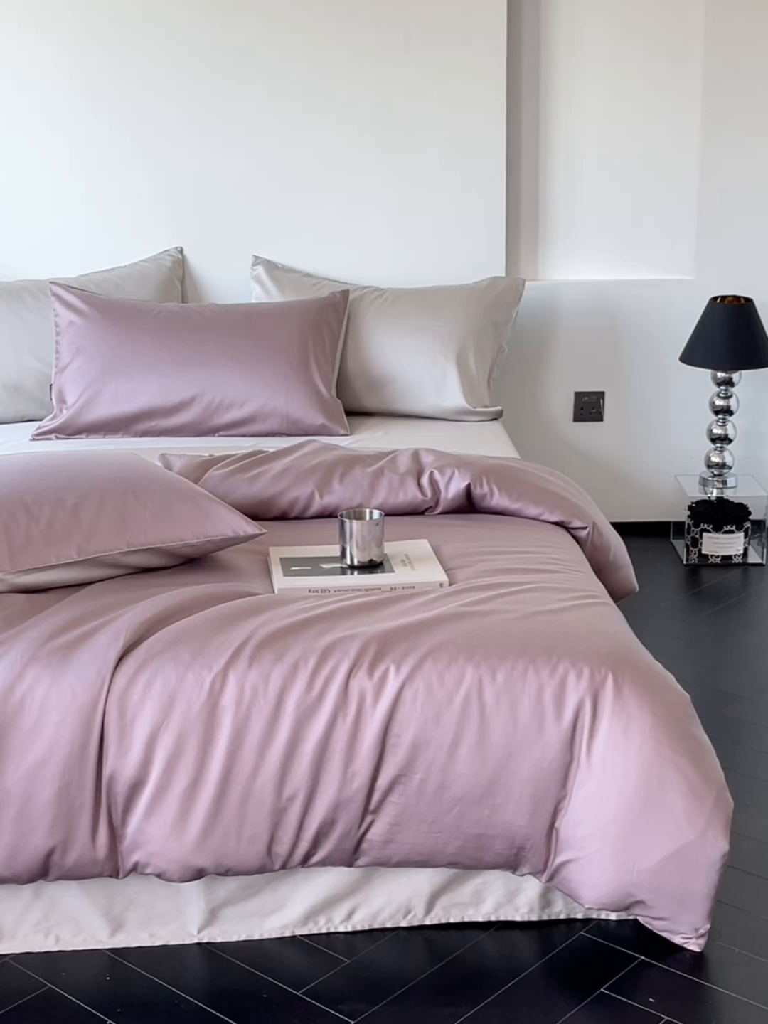 91家纺网 家纺一手货源 找家纺 秀色家纺 2025新款夏季轻奢A类100天丝长绒棉纯色床上四件套夏季冰丝被套床单高级感 Air天丝绵-迷雾紫+幻影灰