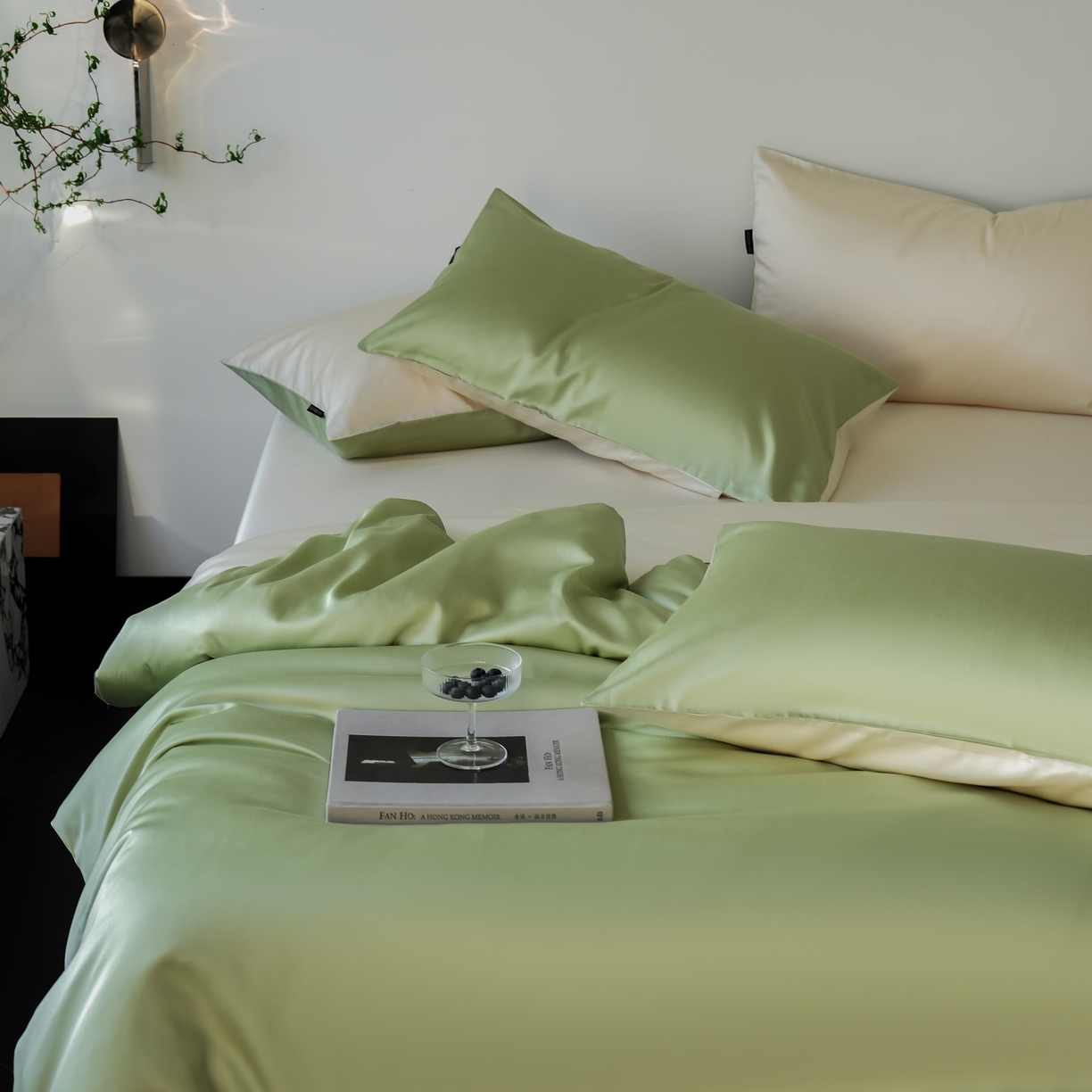 91家纺网 家纺一手货源 找家纺 秀色家纺 2025新款夏季轻奢A类100天丝长绒棉纯色床上四件套夏季冰丝被套床单高级感 Air天丝绵-抹茶奶白