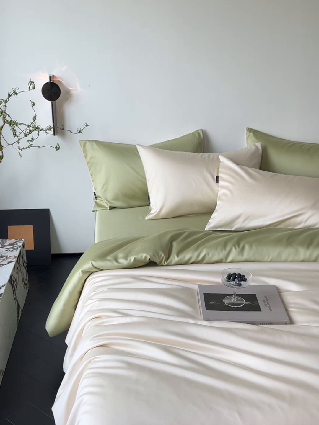 91家纺网 家纺一手货源 找家纺 秀色家纺 2025新款夏季轻奢A类100天丝长绒棉纯色床上四件套夏季冰丝被套床单高级感 Air天丝绵-抹茶奶白