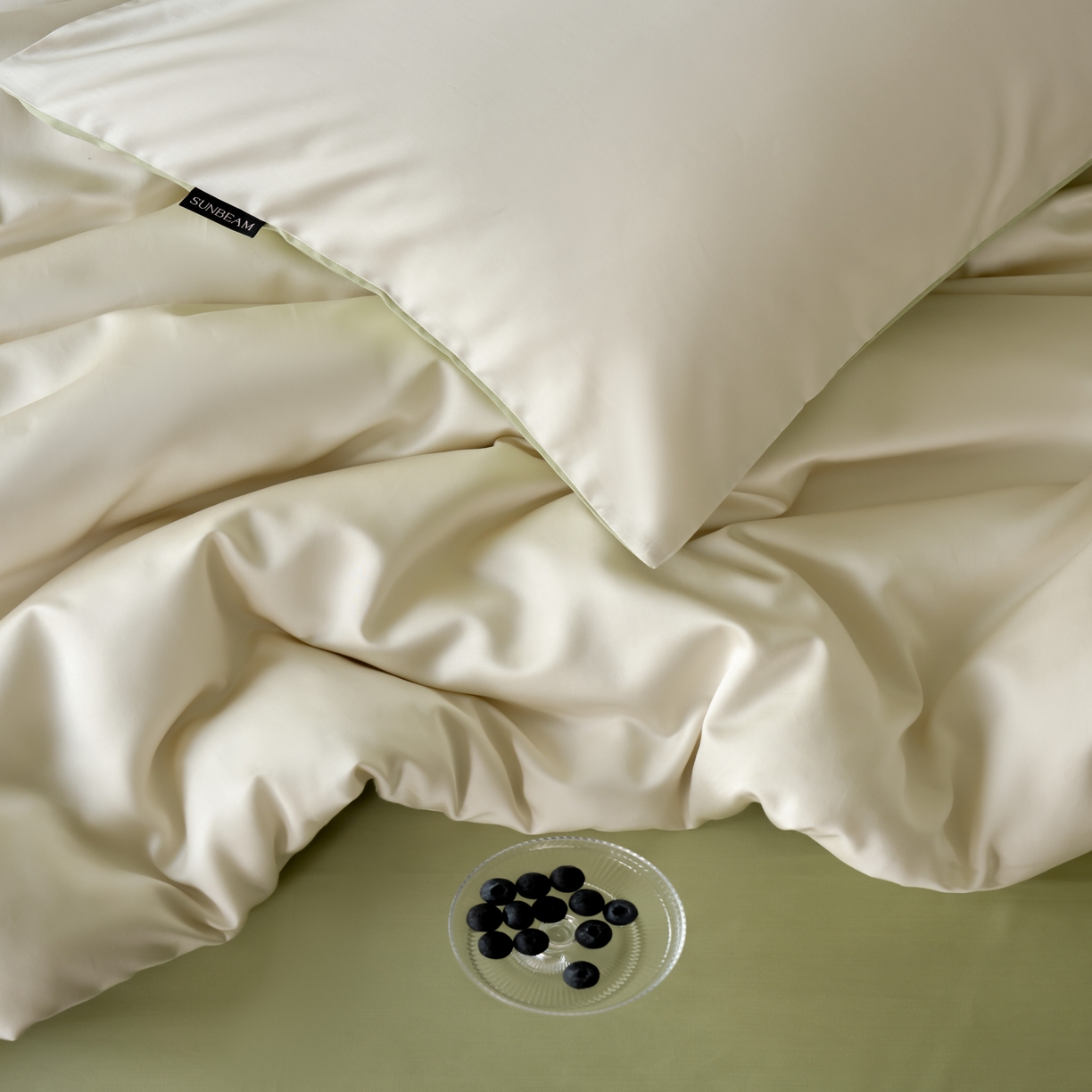 91家纺网 家纺一手货源 找家纺 秀色家纺 2025新款夏季轻奢A类100天丝长绒棉纯色床上四件套夏季冰丝被套床单高级感 Air天丝绵-奶白抹茶