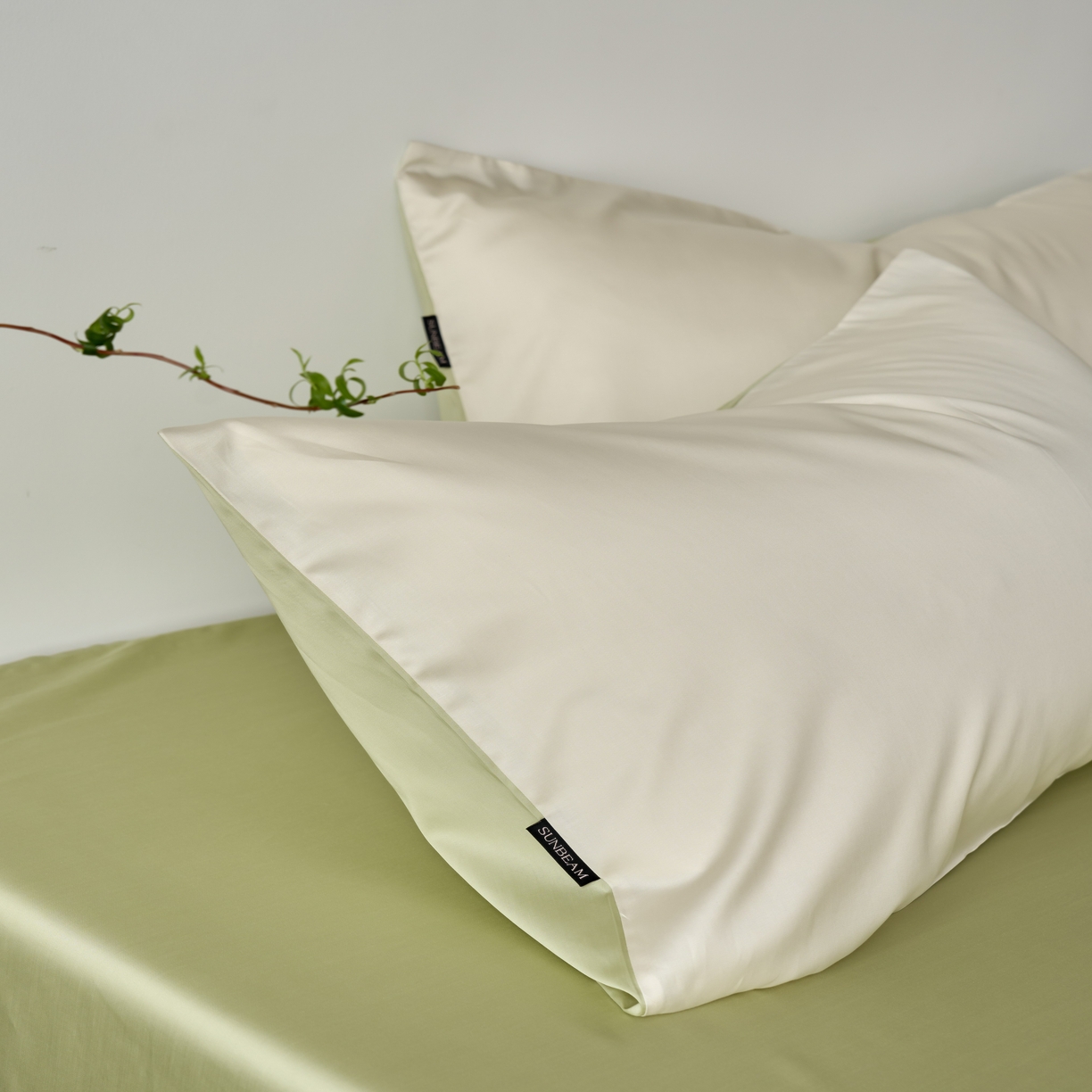 91家纺网 家纺一手货源 找家纺 秀色家纺 2025新款夏季轻奢A类100天丝长绒棉纯色床上四件套夏季冰丝被套床单高级感 Air天丝绵-奶白抹茶