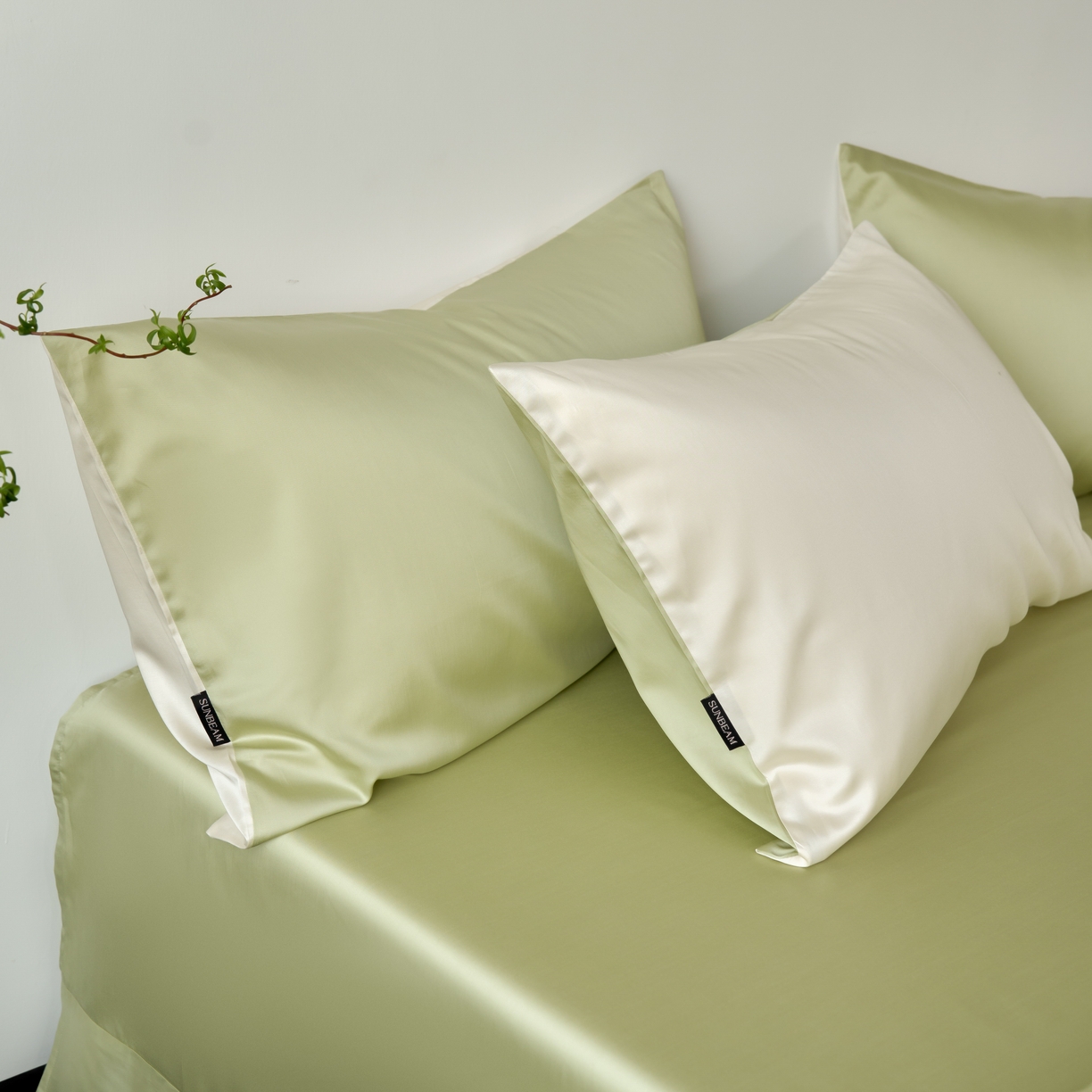 91家纺网 家纺一手货源 找家纺 秀色家纺 2025新款夏季轻奢A类100天丝长绒棉纯色床上四件套夏季冰丝被套床单高级感 Air天丝绵-奶白抹茶