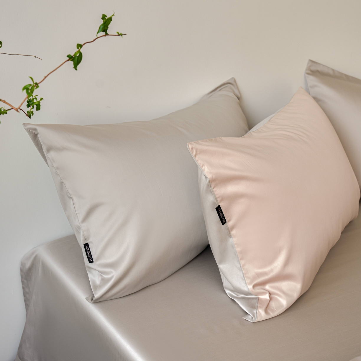 91家纺网 家纺一手货源 找家纺 秀色家纺 2025新款夏季轻奢A类100天丝长绒棉纯色床上四件套夏季冰丝被套床单高级感 Air天丝绵-桃灰粉+幻影灰