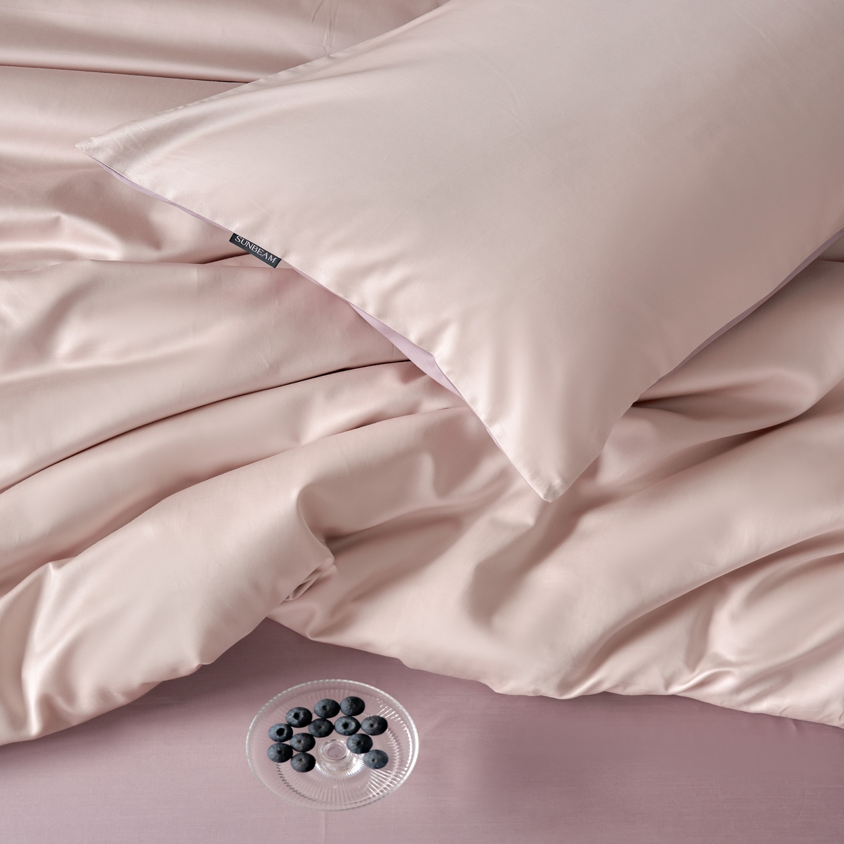 91家纺网 家纺一手货源 找家纺 秀色家纺 2025新款夏季轻奢A类100天丝长绒棉纯色床上四件套夏季冰丝被套床单高级感 Air天丝绵-桃灰粉+迷雾紫