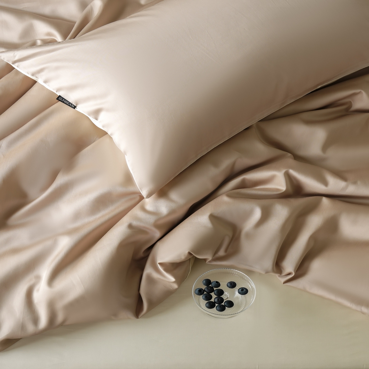 91家纺网 家纺一手货源 找家纺 秀色家纺 2025新款夏季轻奢A类100天丝长绒棉纯色床上四件套夏季冰丝被套床单高级感 Air天丝绵-温柔奶白