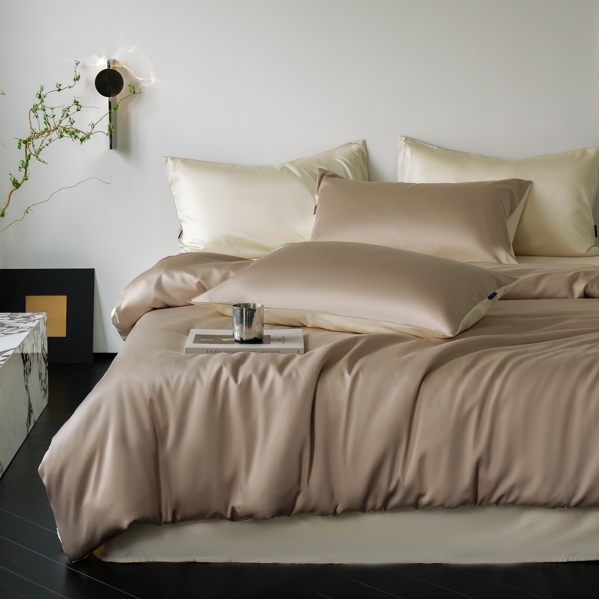 91家纺网 家纺一手货源 找家纺 秀色家纺 2025新款夏季轻奢A类100天丝长绒棉纯色床上四件套夏季冰丝被套床单高级感 Air天丝绵-温柔奶白