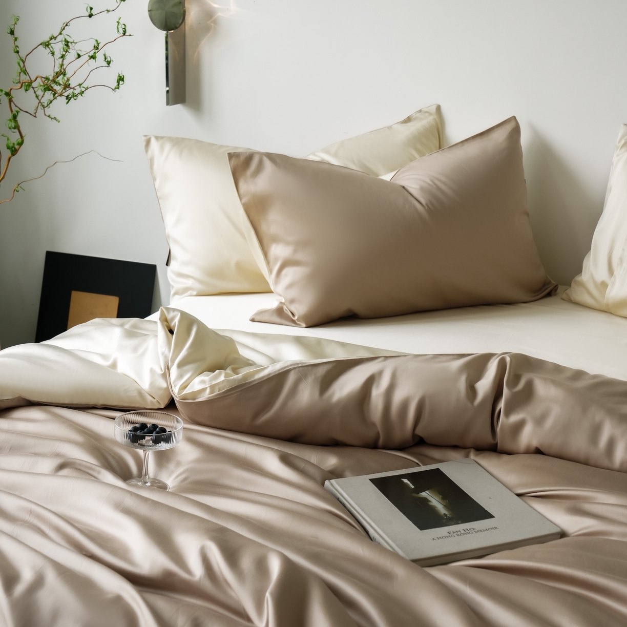 91家纺网 家纺一手货源 找家纺 秀色家纺 2025新款夏季轻奢A类100天丝长绒棉纯色床上四件套夏季冰丝被套床单高级感 Air天丝绵-温柔奶白