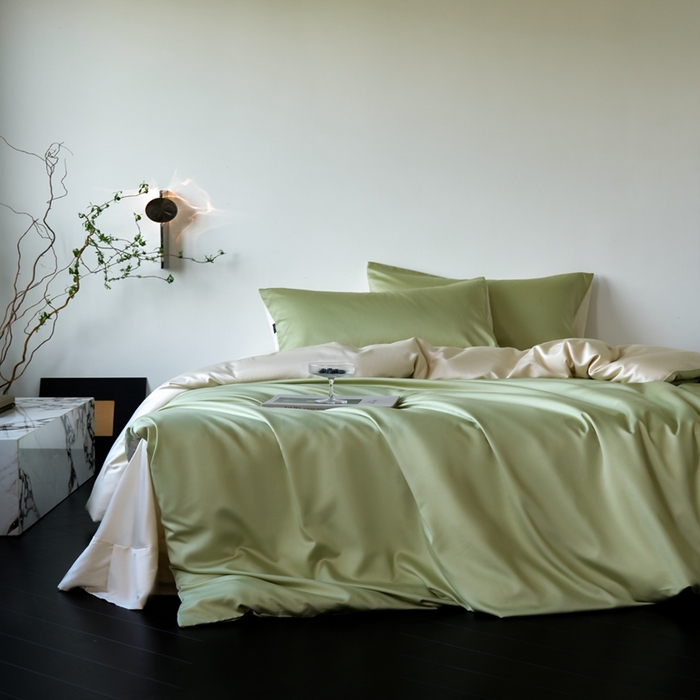 91家纺网 家纺一手货源 找家纺 （总）秀色家纺 2025新款夏季轻奢A类100天丝长绒棉纯色床上四件套夏季冰丝被套床单高级感