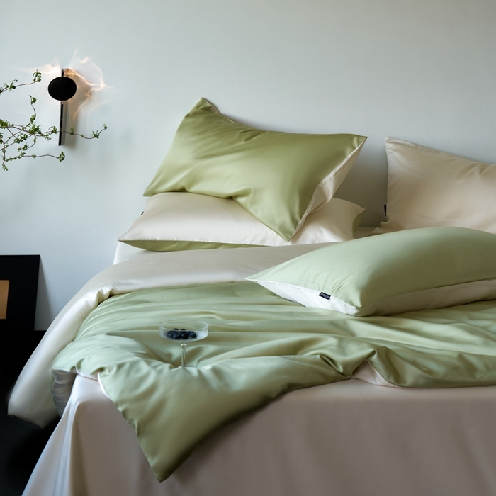 91家纺网 家纺一手货源 找家纺 （总）秀色家纺 2025新款夏季轻奢A类100天丝长绒棉纯色床上四件套夏季冰丝被套床单高级感