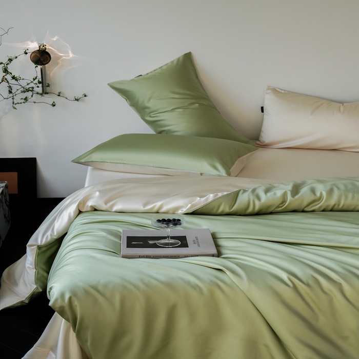 91家纺网 家纺一手货源 找家纺 （总）秀色家纺 2025新款夏季轻奢A类100天丝长绒棉纯色床上四件套夏季冰丝被套床单高级感