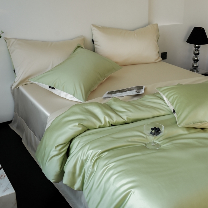 91家纺网 家纺一手货源 找家纺 （总）秀色家纺 2025新款夏季轻奢A类100天丝长绒棉纯色床上四件套夏季冰丝被套床单高级感