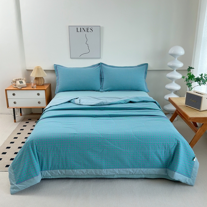 91家纺网 家纺一手货源 找家纺 （总）三沁2025新款全棉色织水洗棉夏被