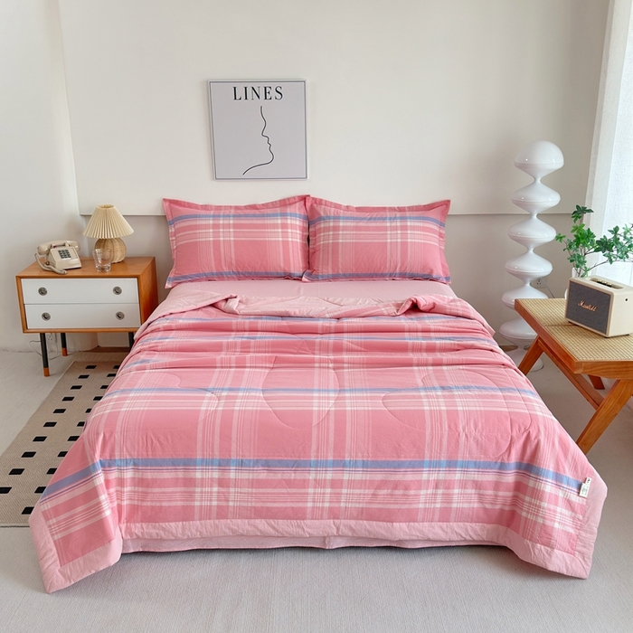 91家纺网 家纺一手货源 找家纺 （总）三沁2025新款全棉色织水洗棉夏被