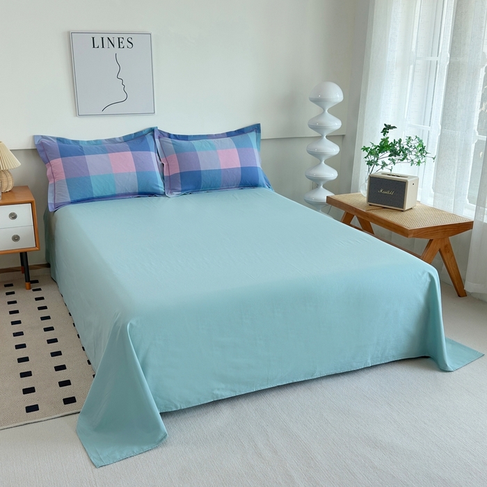 91家纺网 家纺一手货源 找家纺 三沁2025新款全棉色织水洗棉夏被 彩虹大格